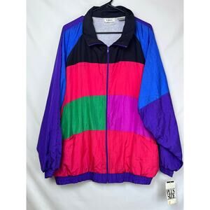NWT Laura Katherine Women's Size 22W Colorblock 80s Preppy Zip Up Windbreaker